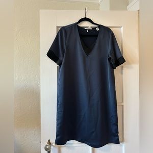 New Scotch & Soda Maison Scotch Navy Blue V-Neck Ribbed Dress Women's Medium